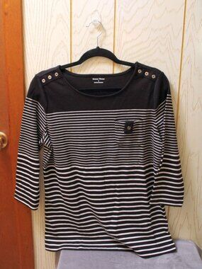 Studio Works Women's Black & White 3/4 Sleeve Shirt/Blouse - NWT